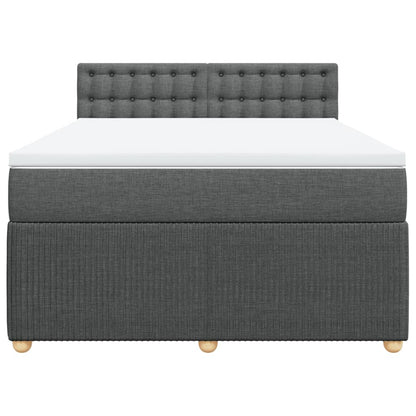 Boxspring met matras stof donkergrijs 140x200 cm
