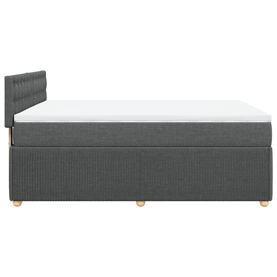 Boxspring met matras stof donkergrijs 140x200 cm