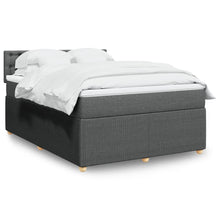 Boxspring met matras stof donkergrijs 140x200 cm