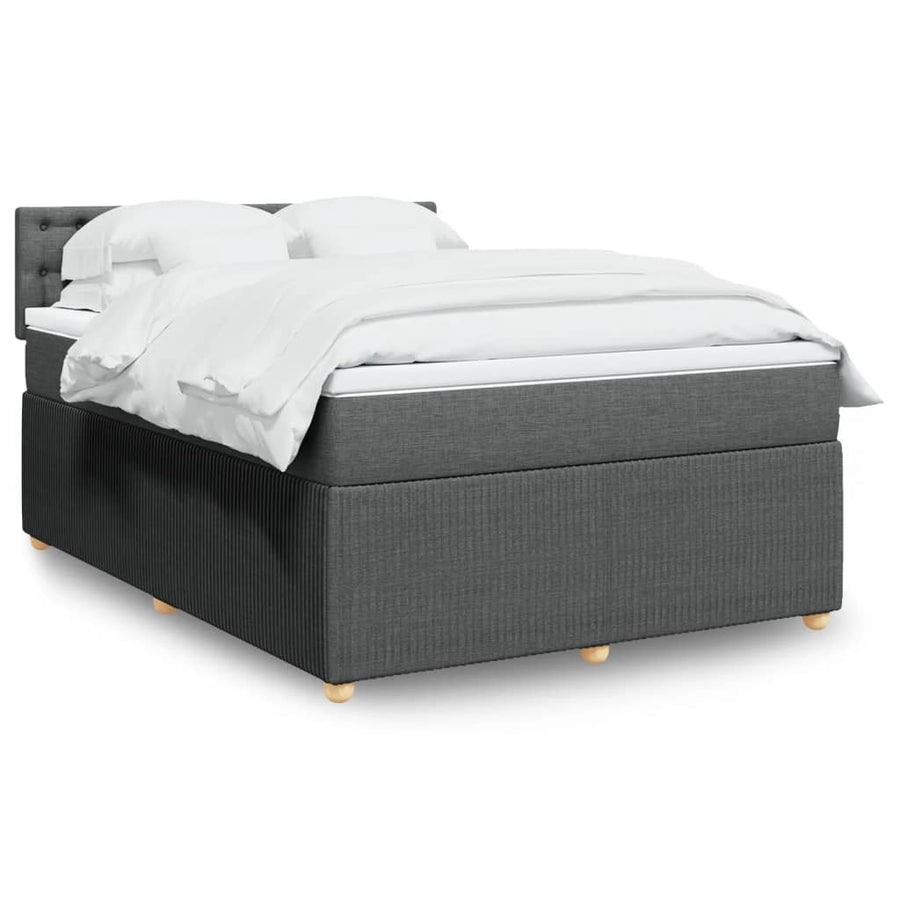 Boxspring met matras stof donkergrijs 140x200 cm