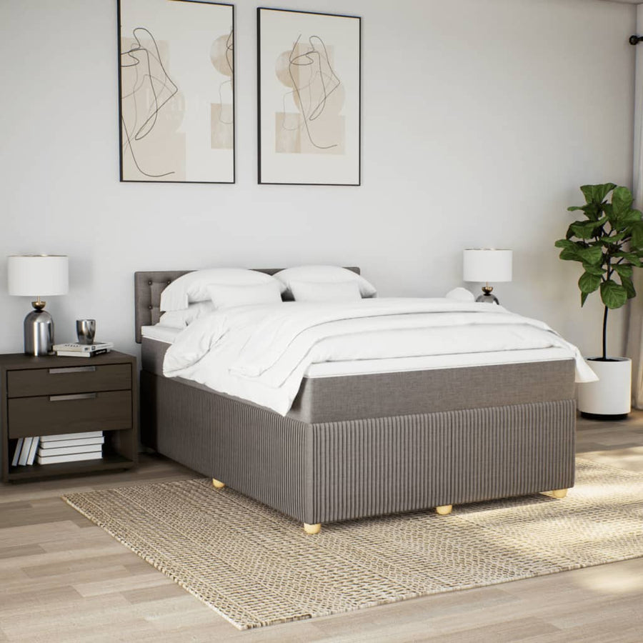 Boxspring met matras stof taupe 140x200 cm