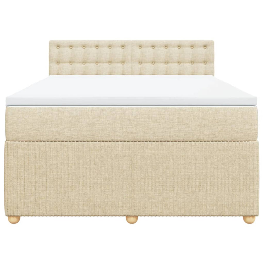 Boxspring met matras stof crèmekleurig 140x200 cm