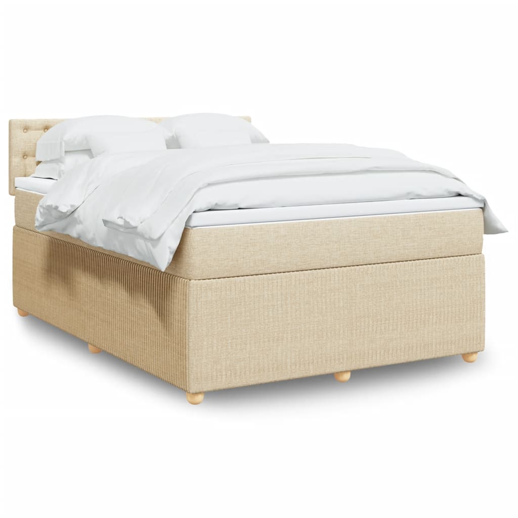 Boxspring met matras stof crèmekleurig 140x200 cm