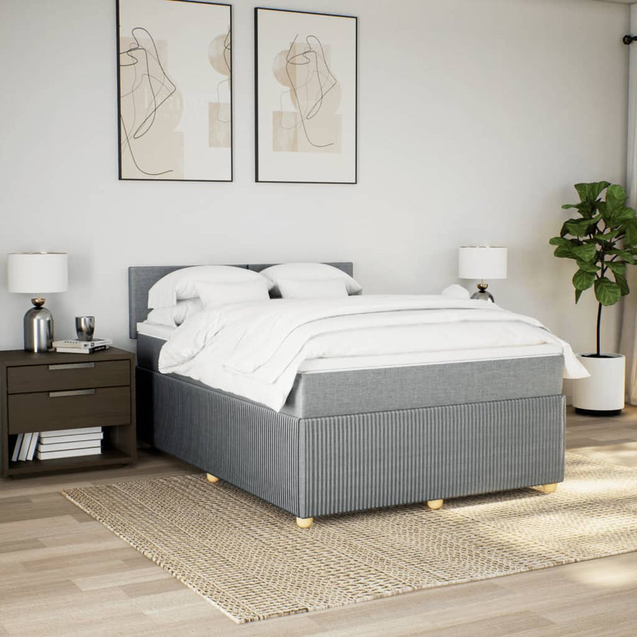 Boxspring met matras stof lichtgrijs 160x200 cm