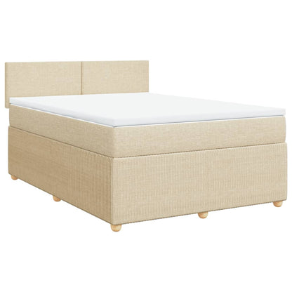 Boxspring met matras stof crèmekleurig 160x200 cm