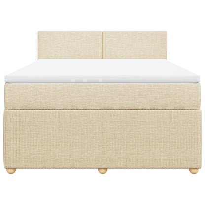 Boxspring met matras stof crèmekleurig 160x200 cm