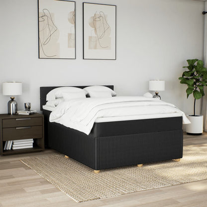 Boxspring met matras stof zwart 160x200 cm