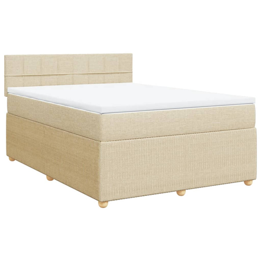 Boxspring met matras stof crèmekleurig 160x200 cm