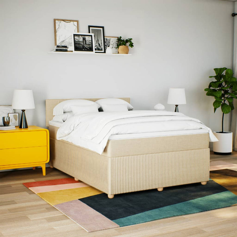 Boxspring met matras stof crèmekleurig 160x200 cm