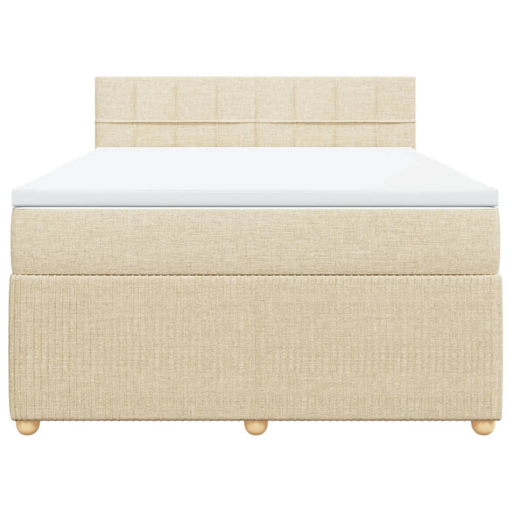 Boxspring met matras stof crèmekleurig 160x200 cm