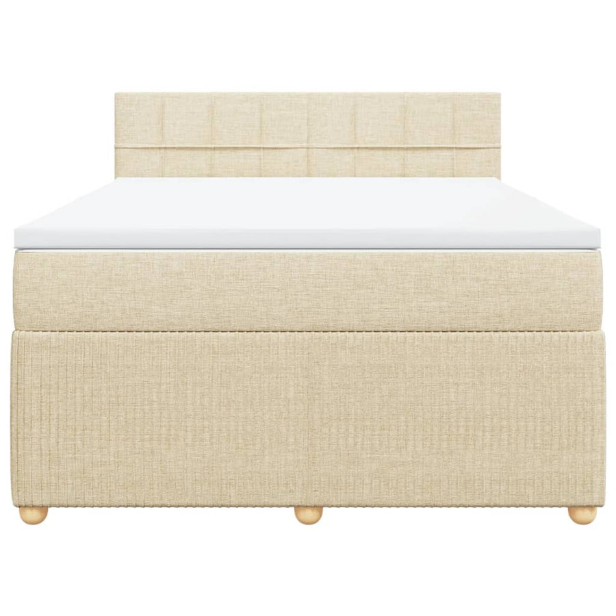 Boxspring met matras stof crèmekleurig 160x200 cm