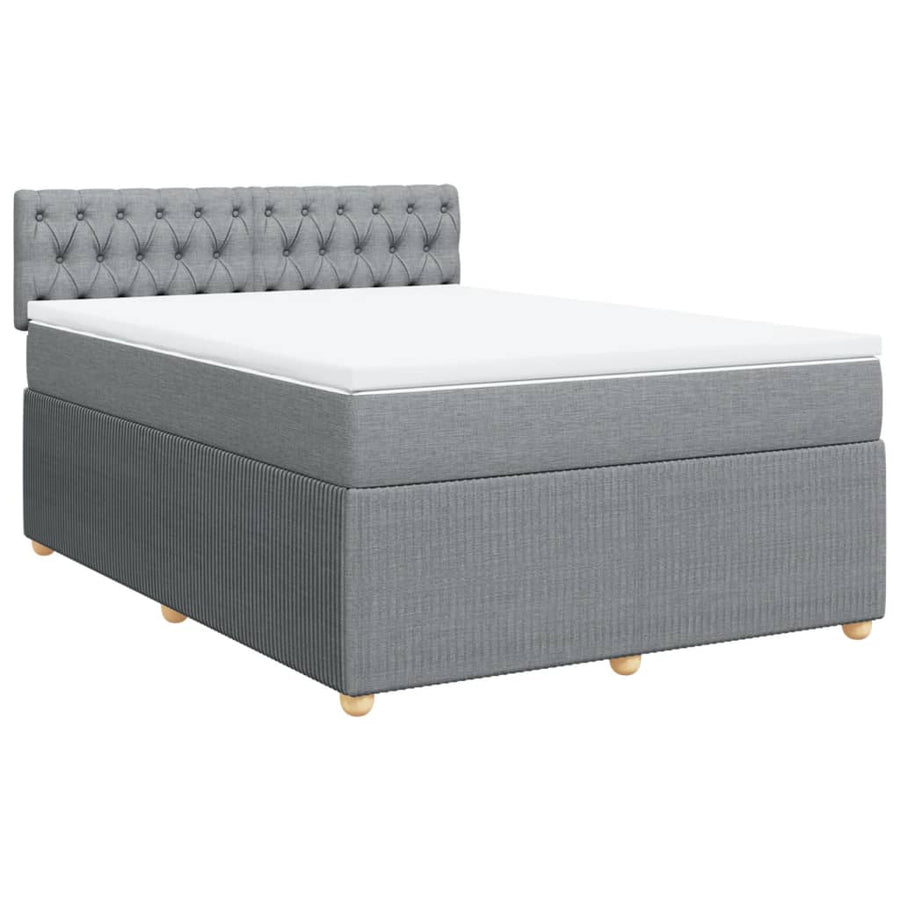 Boxspring met matras stof lichtgrijs 160x200 cm