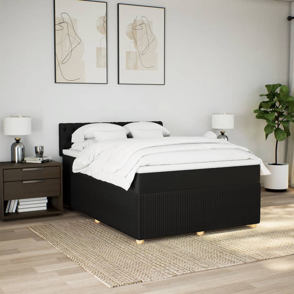 Boxspring met matras stof zwart 160x200 cm