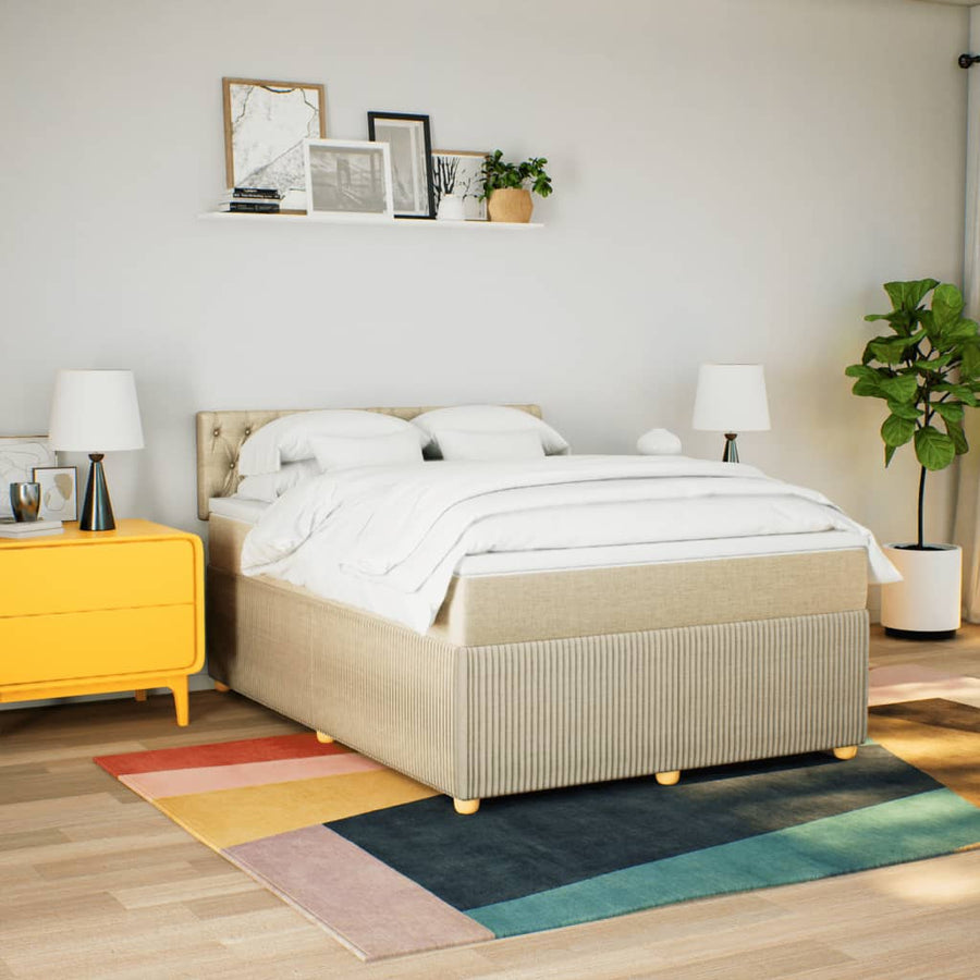 Boxspring met matras stof crèmekleurig 160x200 cm