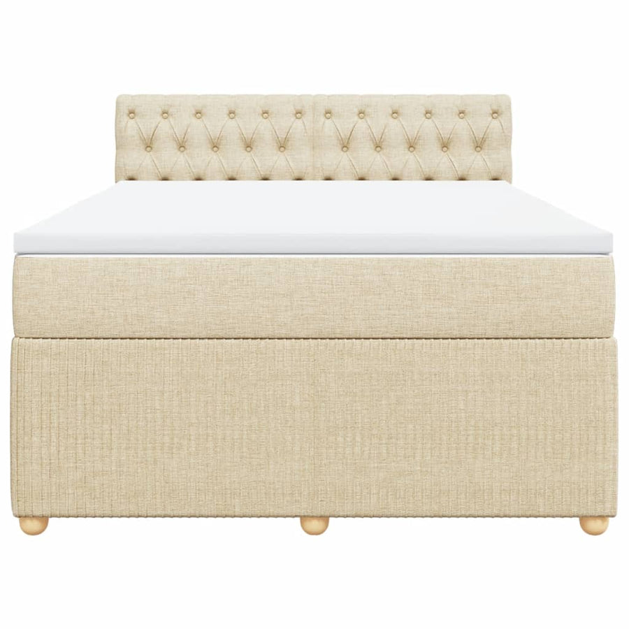 Boxspring met matras stof crèmekleurig 160x200 cm