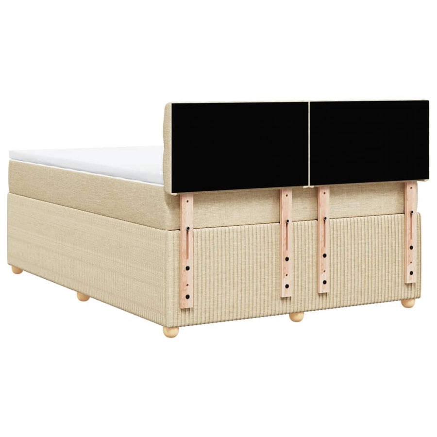 Boxspring met matras stof crèmekleurig 160x200 cm