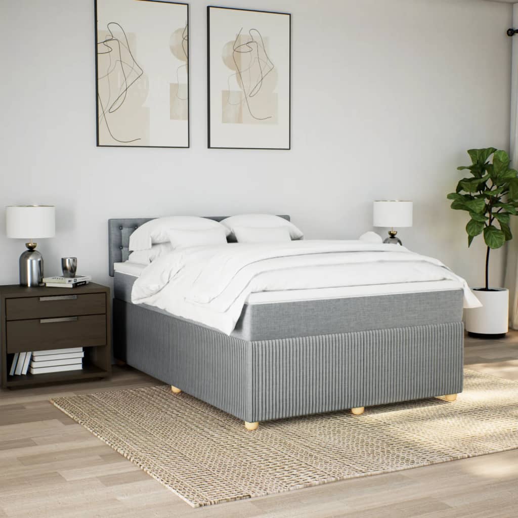 Boxspring met matras stof lichtgrijs 160x200 cm