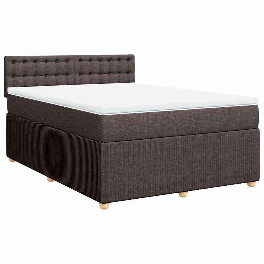 Boxspring met matras stof donkerbruin 160x200 cm