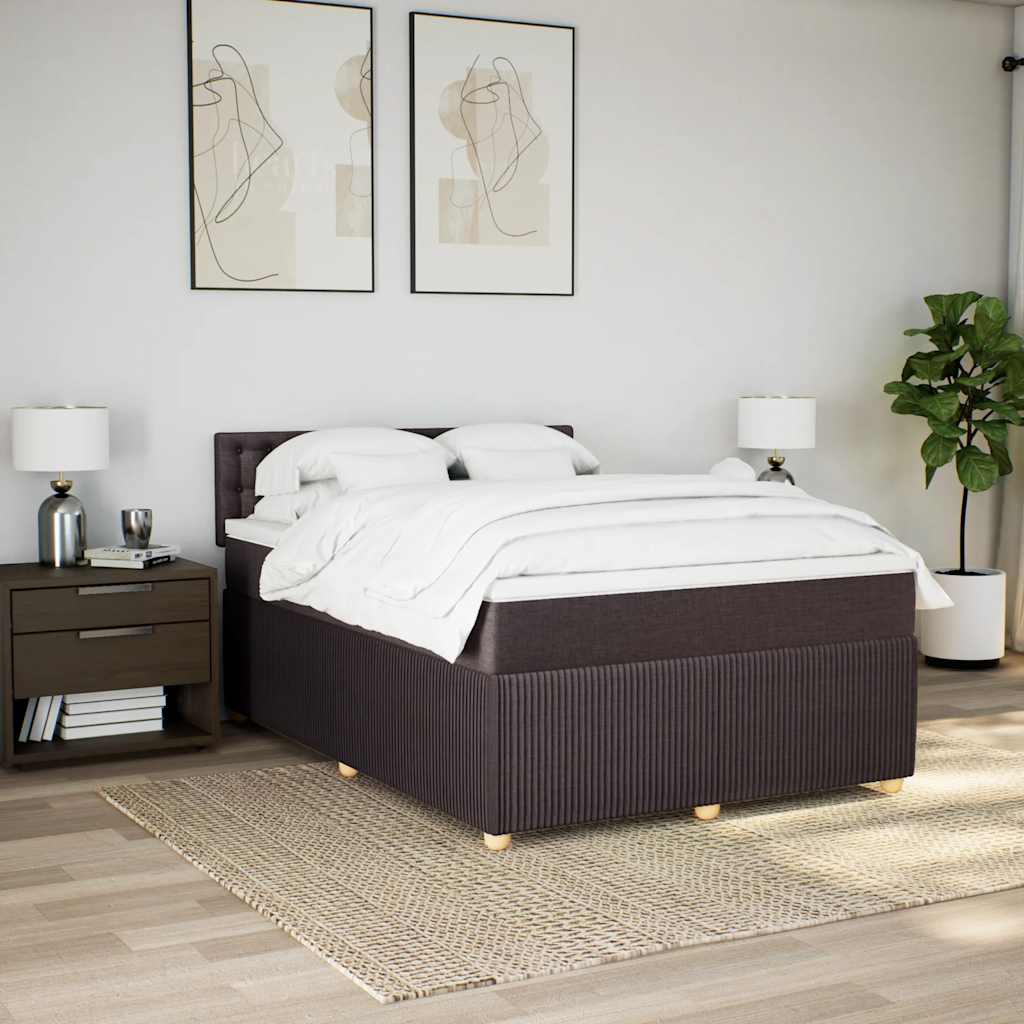 Boxspring met matras stof donkerbruin 160x200 cm