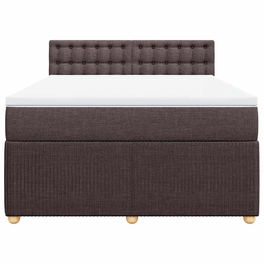 Boxspring met matras stof donkerbruin 160x200 cm