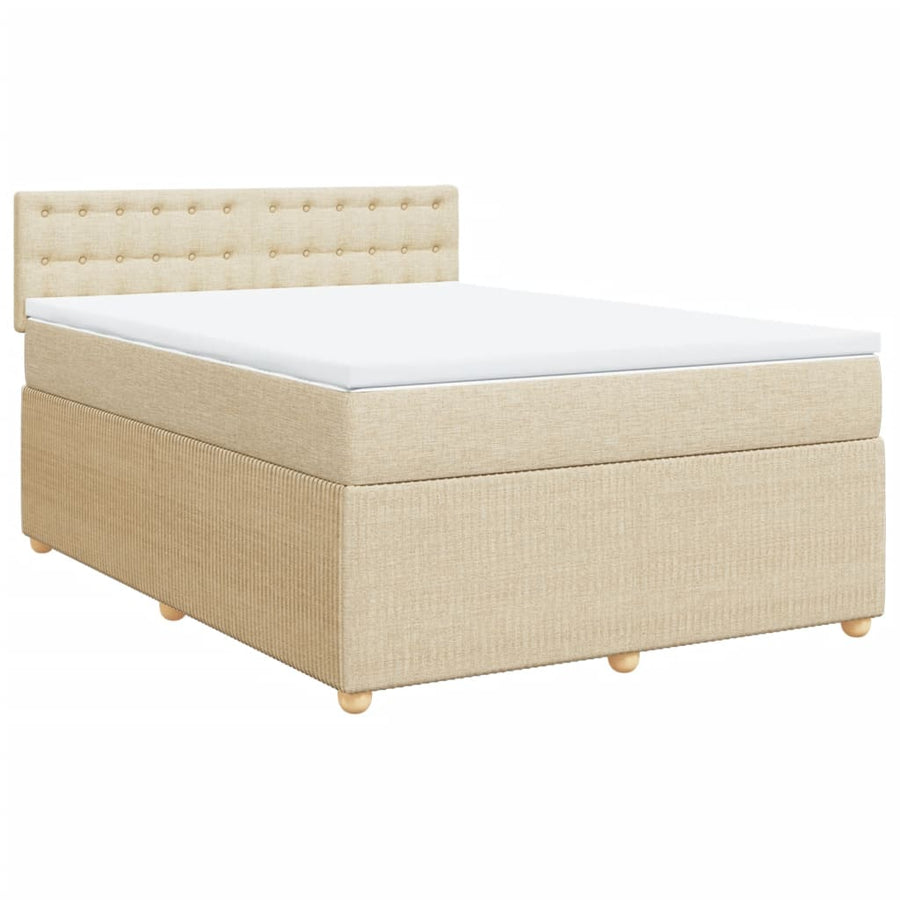 Boxspring met matras stof crèmekleurig 160x200 cm