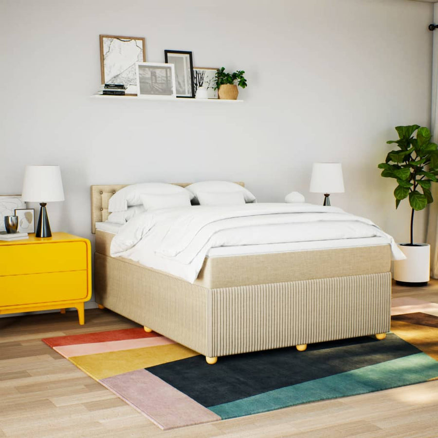 Boxspring met matras stof crèmekleurig 160x200 cm