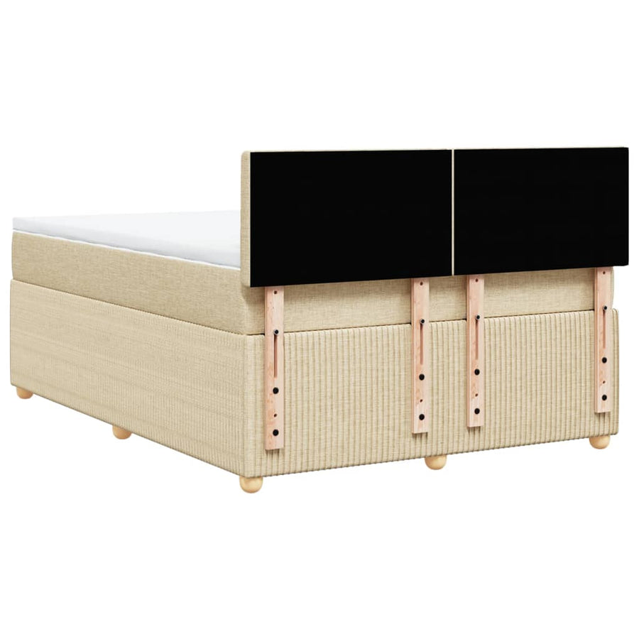Boxspring met matras stof crèmekleurig 160x200 cm