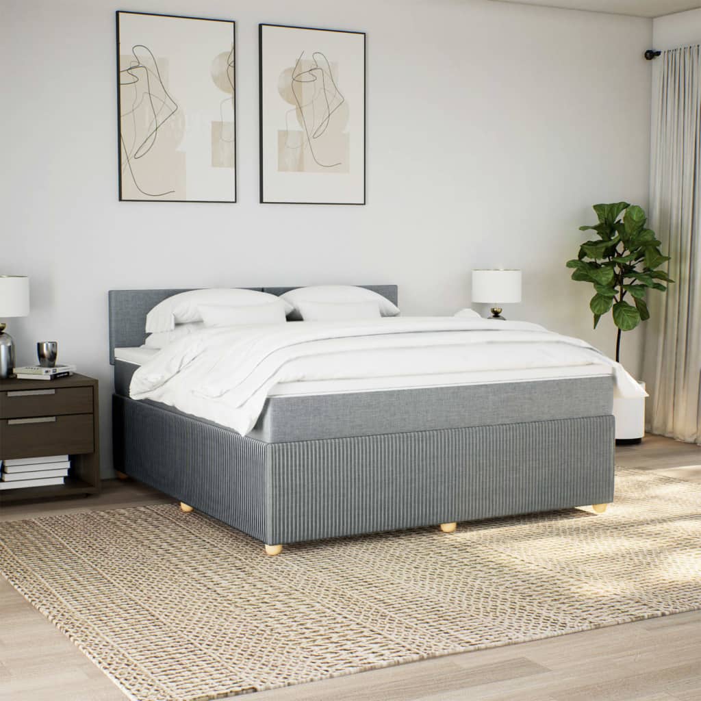 Boxspring met matras stof lichtgrijs 180x200 cm