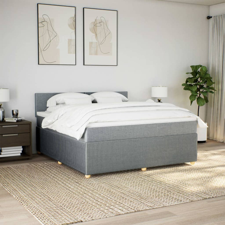 Boxspring met matras stof lichtgrijs 180x200 cm