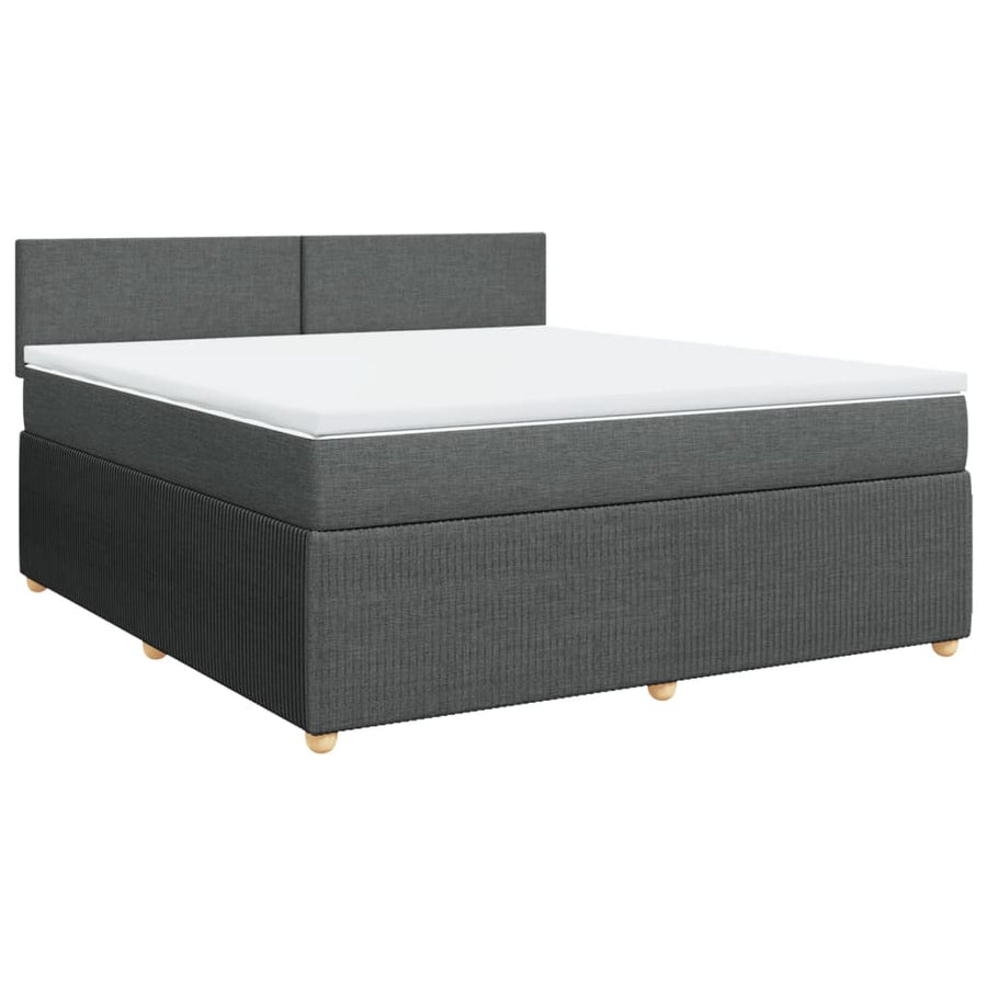 Boxspring met matras stof donkergrijs 180x200 cm