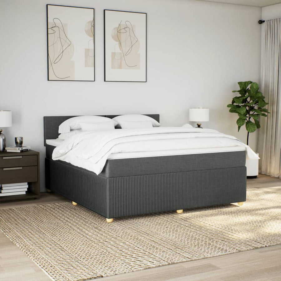 Boxspring met matras stof donkergrijs 180x200 cm