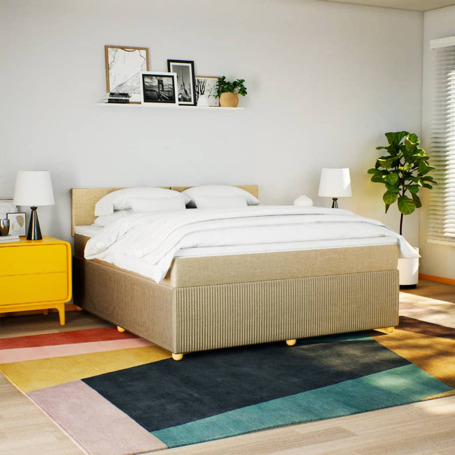 Boxspring met matras stof crèmekleurig 180x200 cm