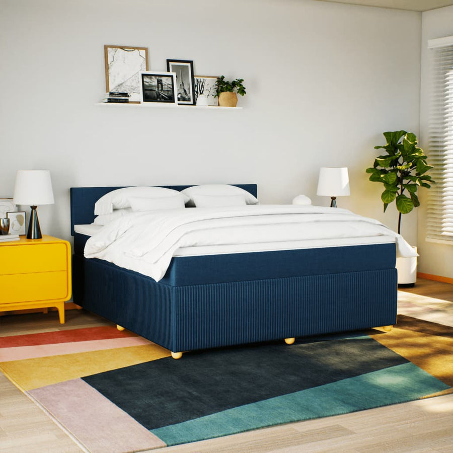 Boxspring met matras stof blauw 180x200 cm