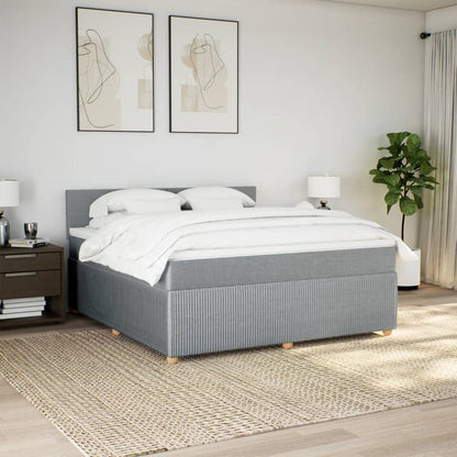Boxspring met matras stof lichtgrijs 180x200 cm