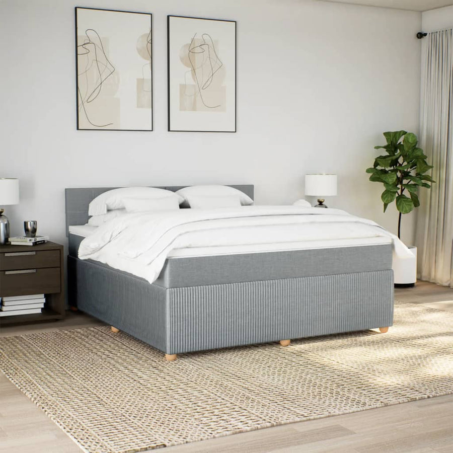 Boxspring met matras stof lichtgrijs 180x200 cm