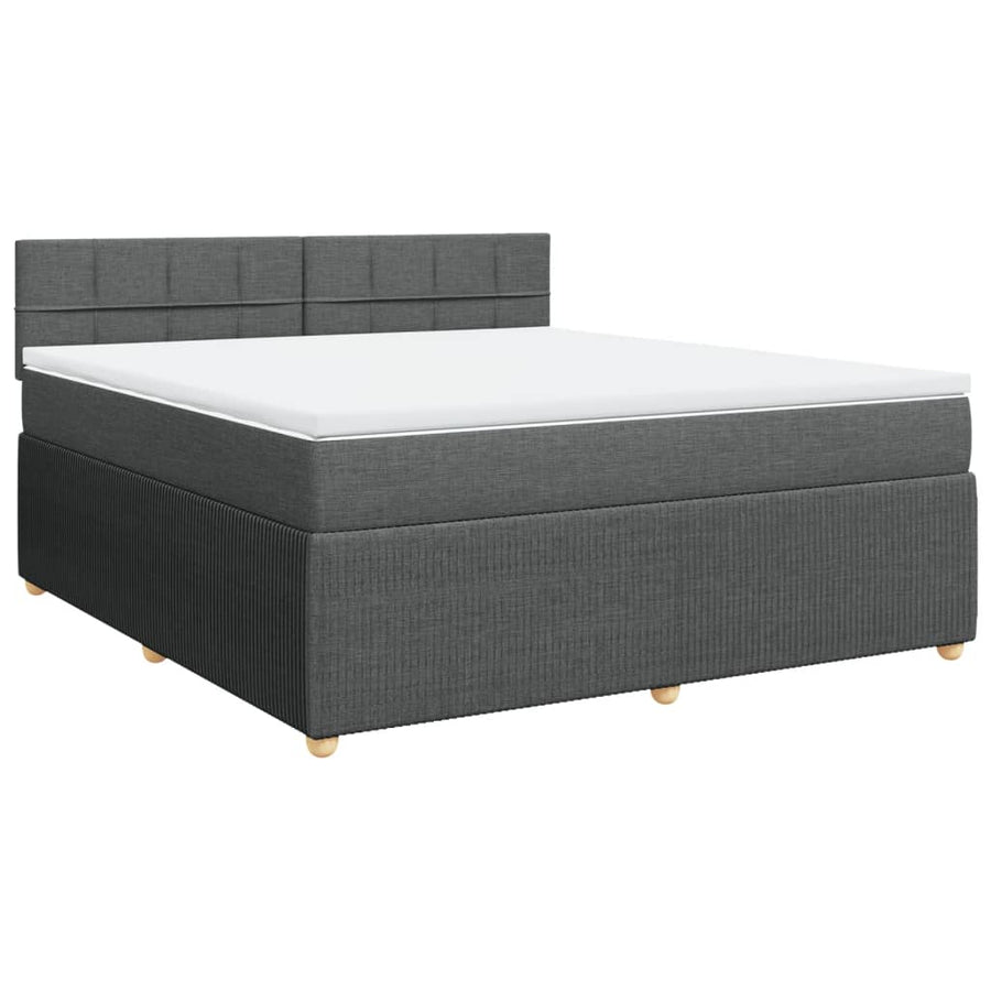 Boxspring met matras stof donkergrijs 180x200 cm