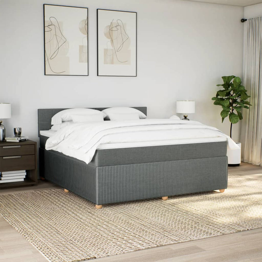 Boxspring met matras stof donkergrijs 180x200 cm