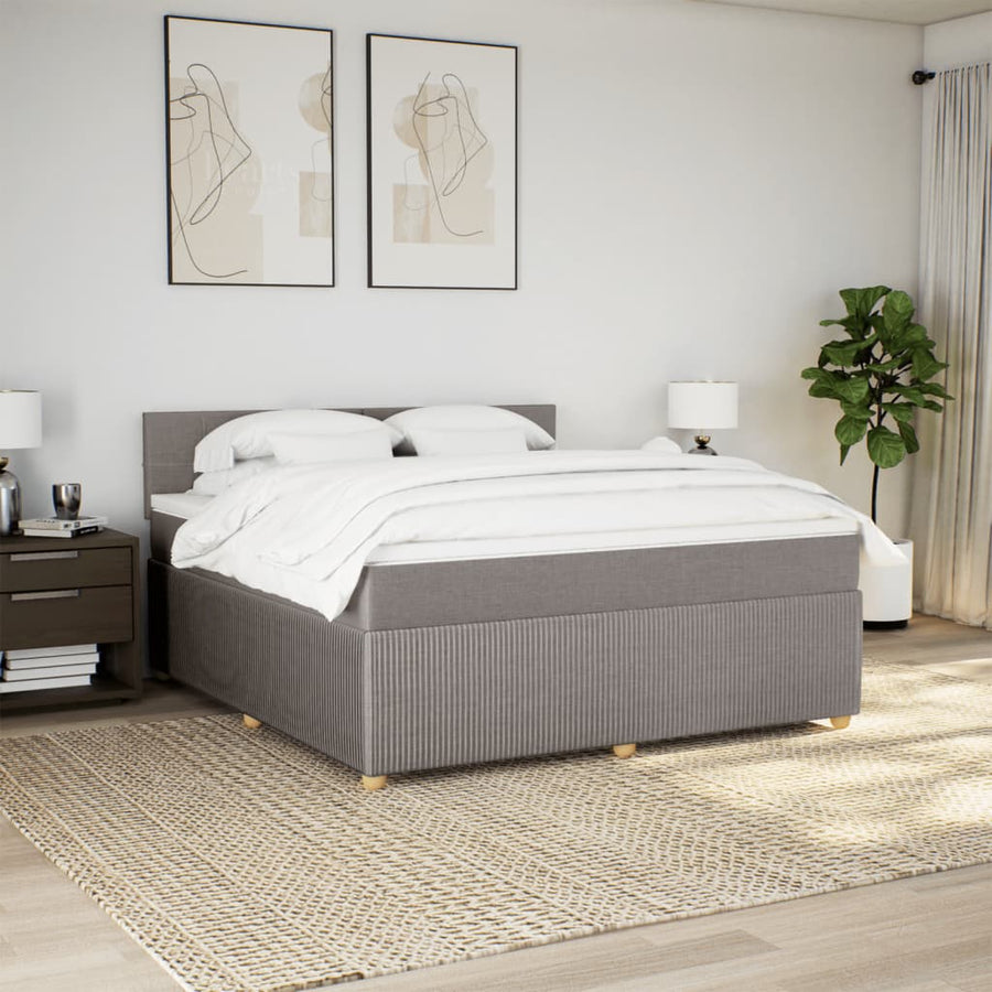 Boxspring met matras stof taupe 180x200 cm