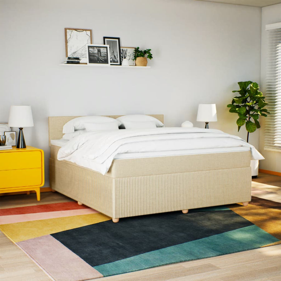 Boxspring met matras stof crèmekleurig 180x200 cm