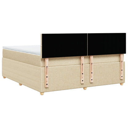Boxspring met matras stof crèmekleurig 180x200 cm