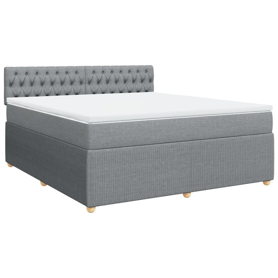 Boxspring met matras stof lichtgrijs 180x200 cm