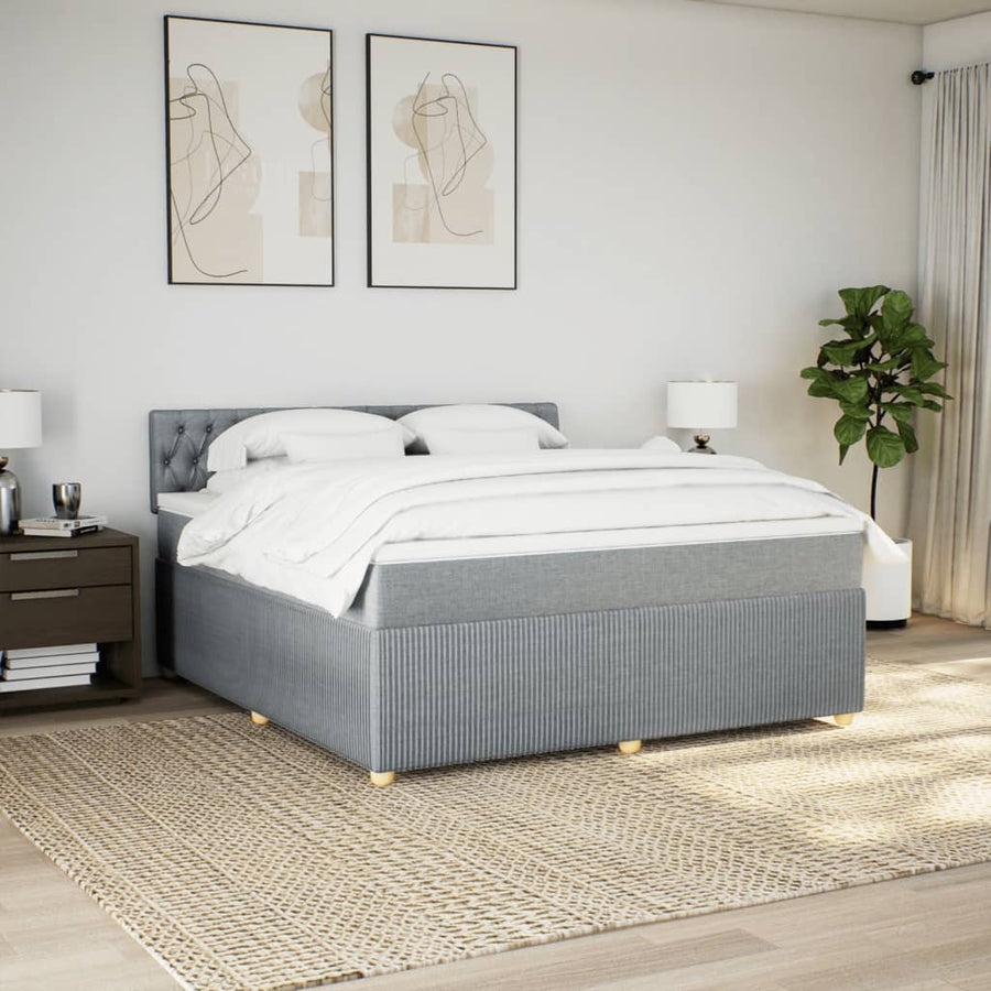 Boxspring met matras stof lichtgrijs 180x200 cm