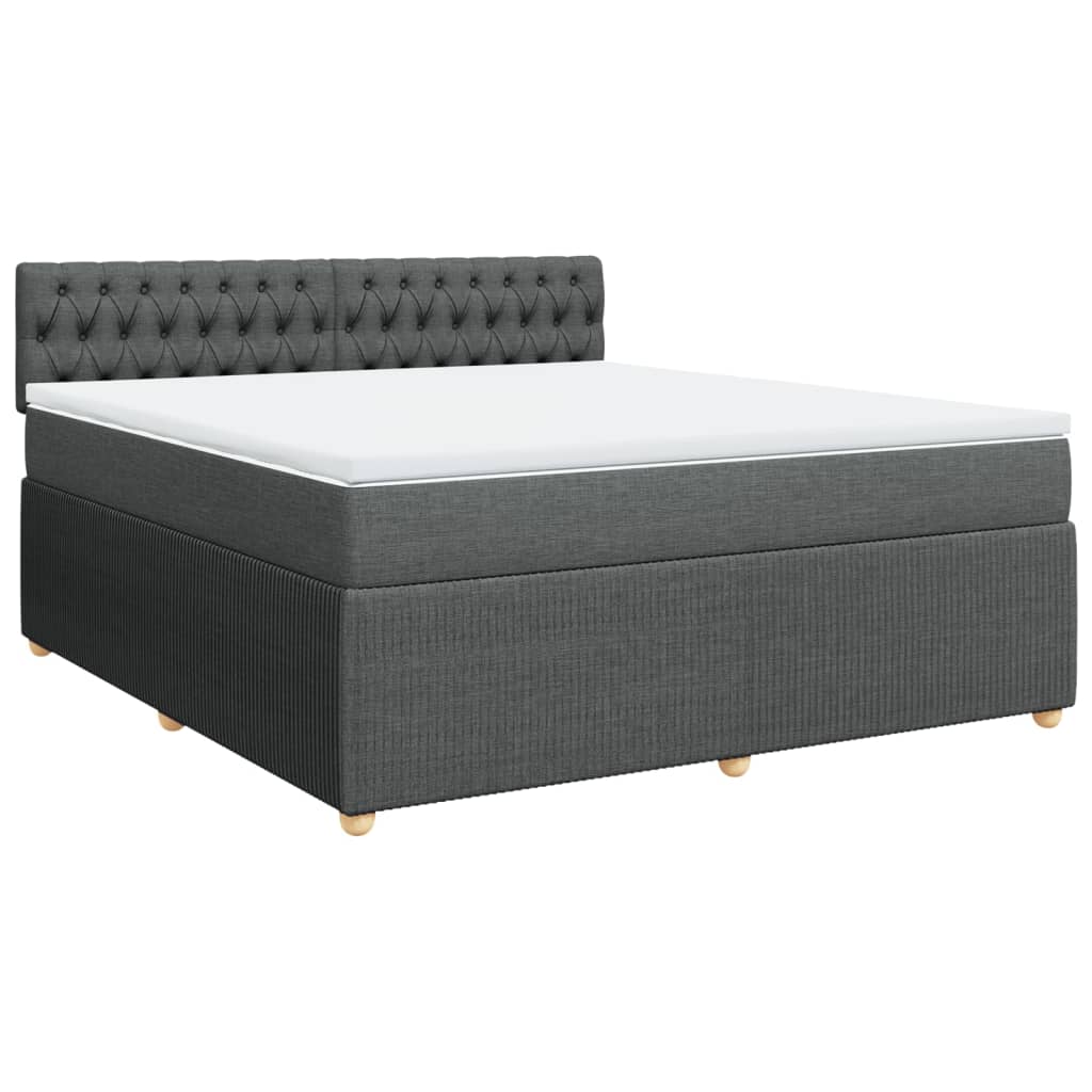 Boxspring met matras stof donkergrijs 180x200 cm