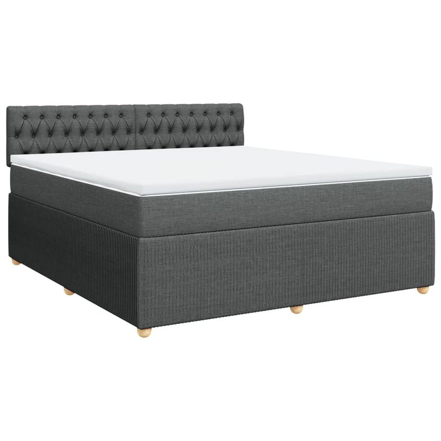 Boxspring met matras stof donkergrijs 180x200 cm