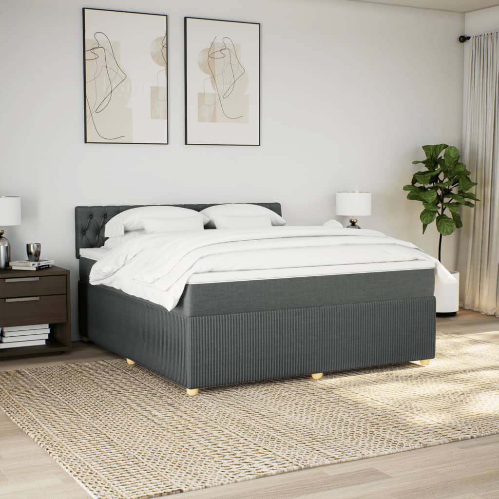 Boxspring met matras stof donkergrijs 180x200 cm