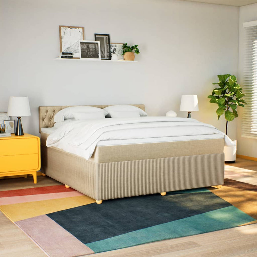 Boxspring met matras stof crèmekleurig 180x200 cm