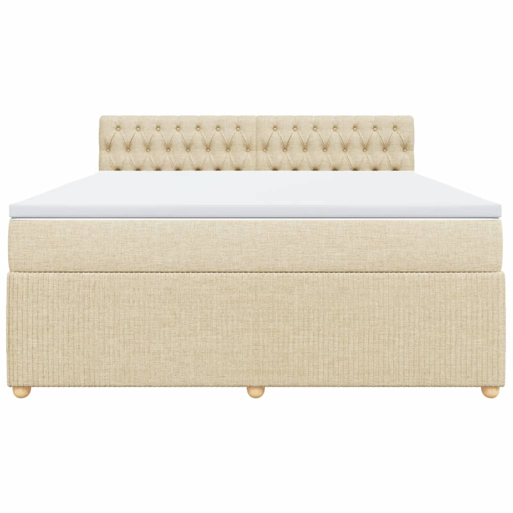 Boxspring met matras stof crèmekleurig 180x200 cm