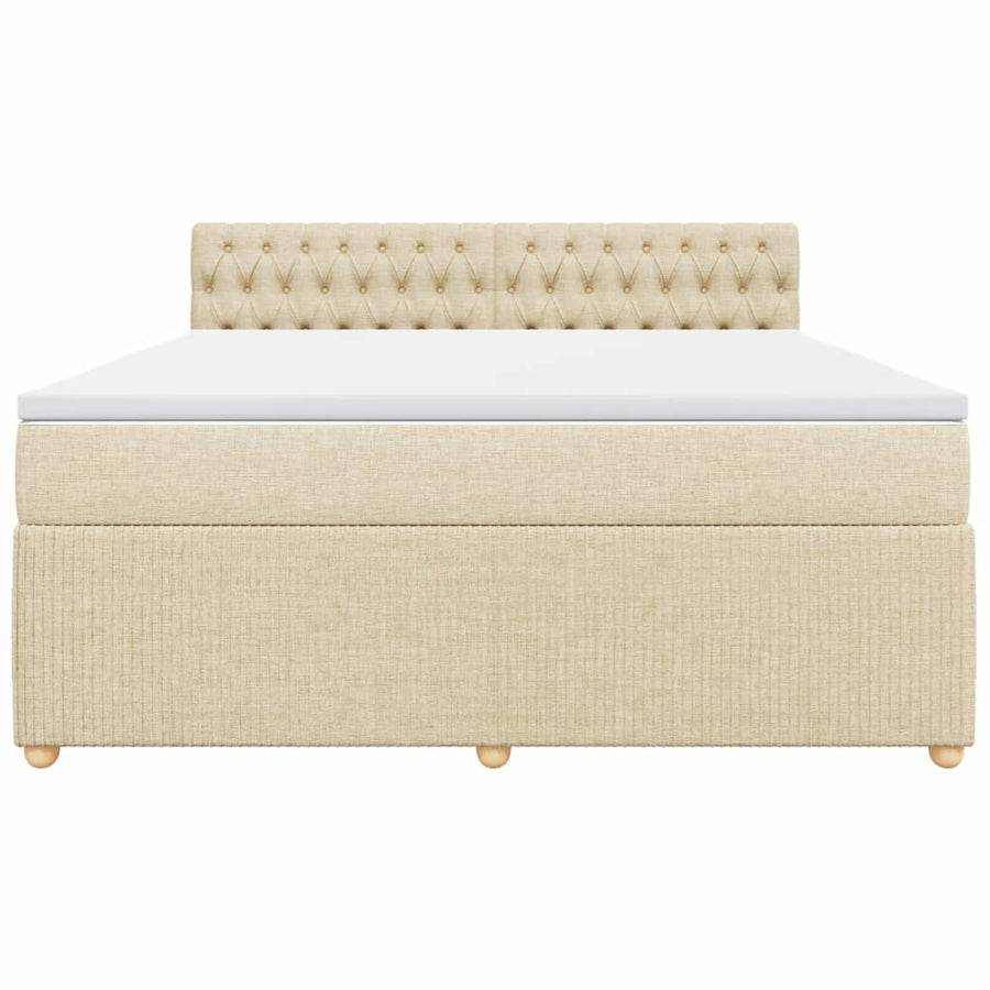 Boxspring met matras stof crèmekleurig 180x200 cm