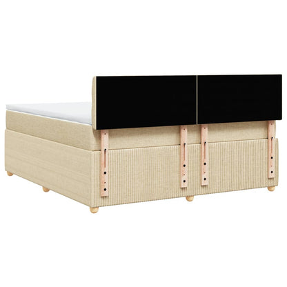 Boxspring met matras stof crèmekleurig 180x200 cm