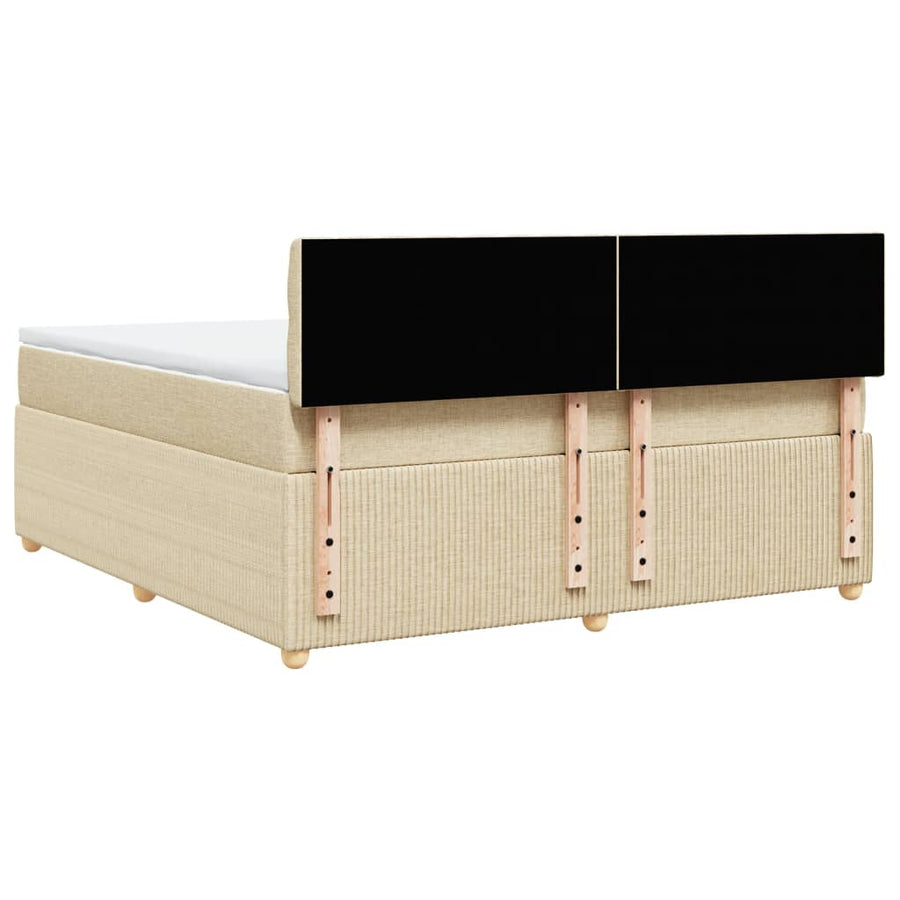 Boxspring met matras stof crèmekleurig 180x200 cm